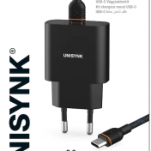 Unisynk Mobilladdarpaket – USB-C-strömadapter + USB-C kabel 2 m 12 W